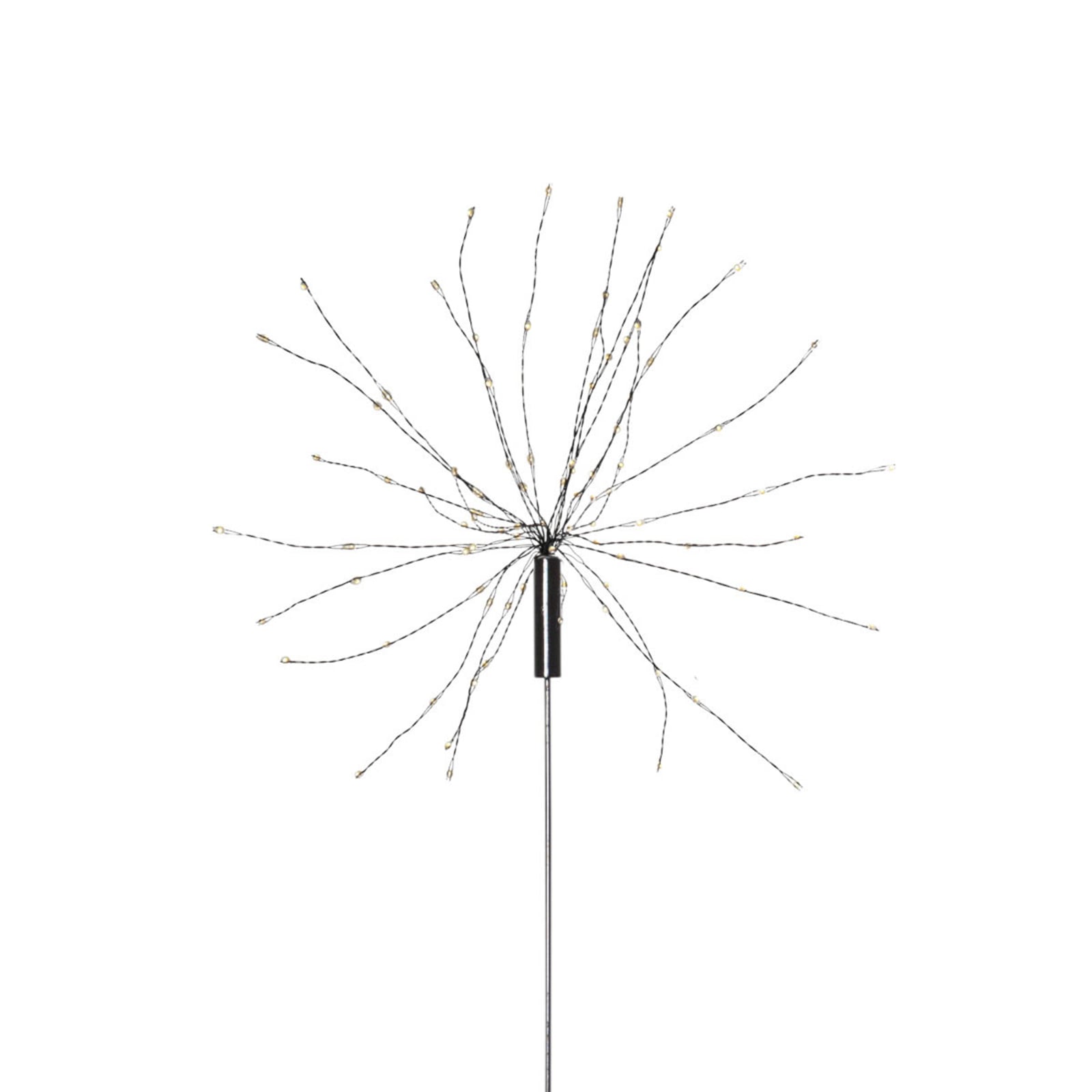 LED solcellelampe Firework med jordspyd svart 100 cm i mørke