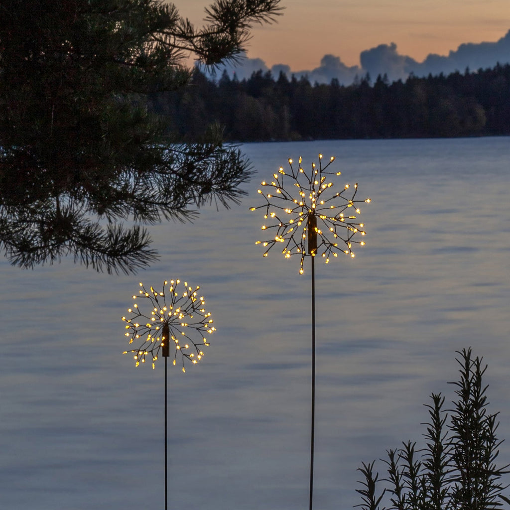 LED solcellelampe Firework med jordspyd 85 cm IP44 bakside