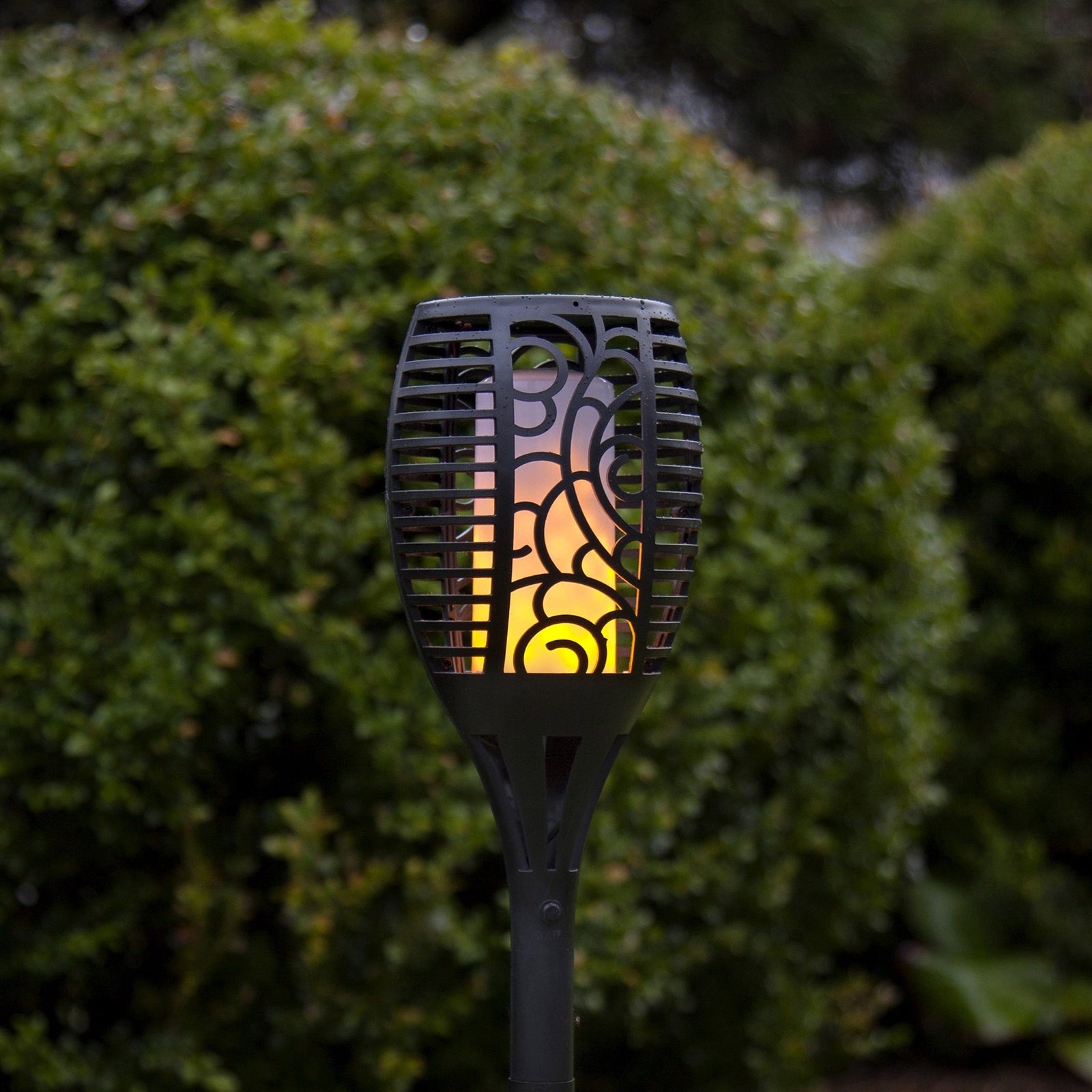 LED solcellelampe Flame med flammeeffekt 54 cm bakside
