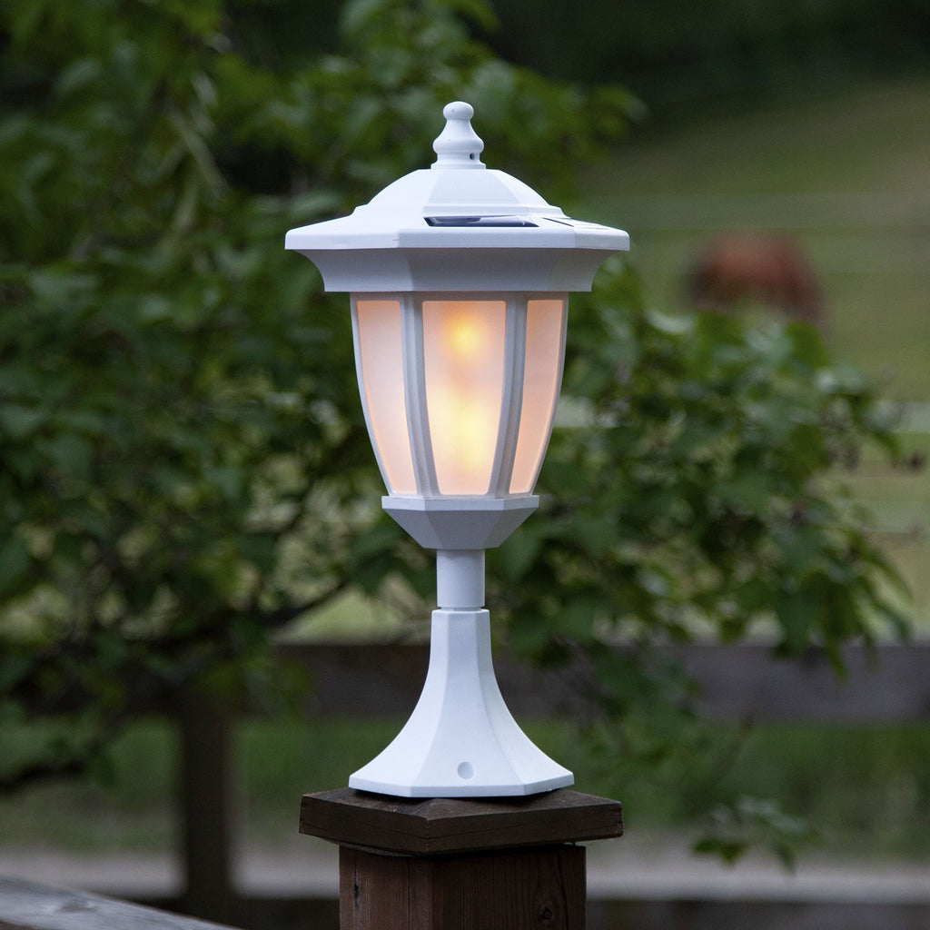 Detalj av LED solcellelampe Flame 4-i-1 hvit plast IP44