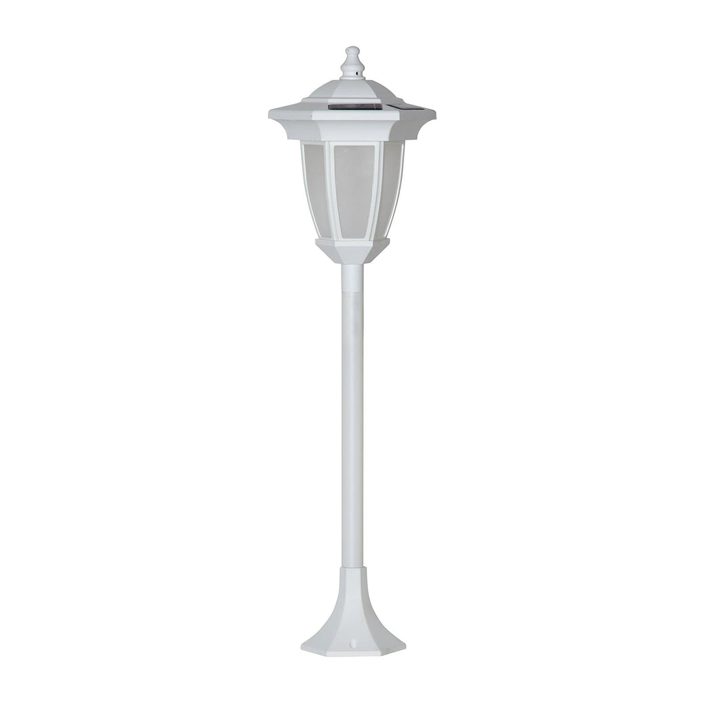 LED solcellelampe Flame 4-i-1 hvit plast IP44 med jordspyd