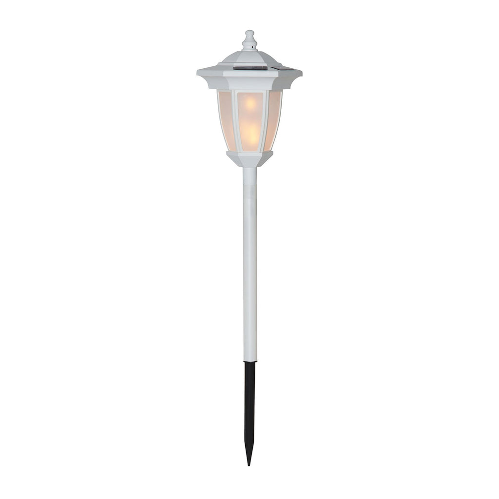 LED solcellelampe Flame 4-i-1 hvit plast IP44 med veggfeste