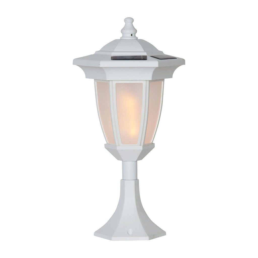 LED solcellelampe Flame 4-i-1 hvit plast IP44 med sokkel