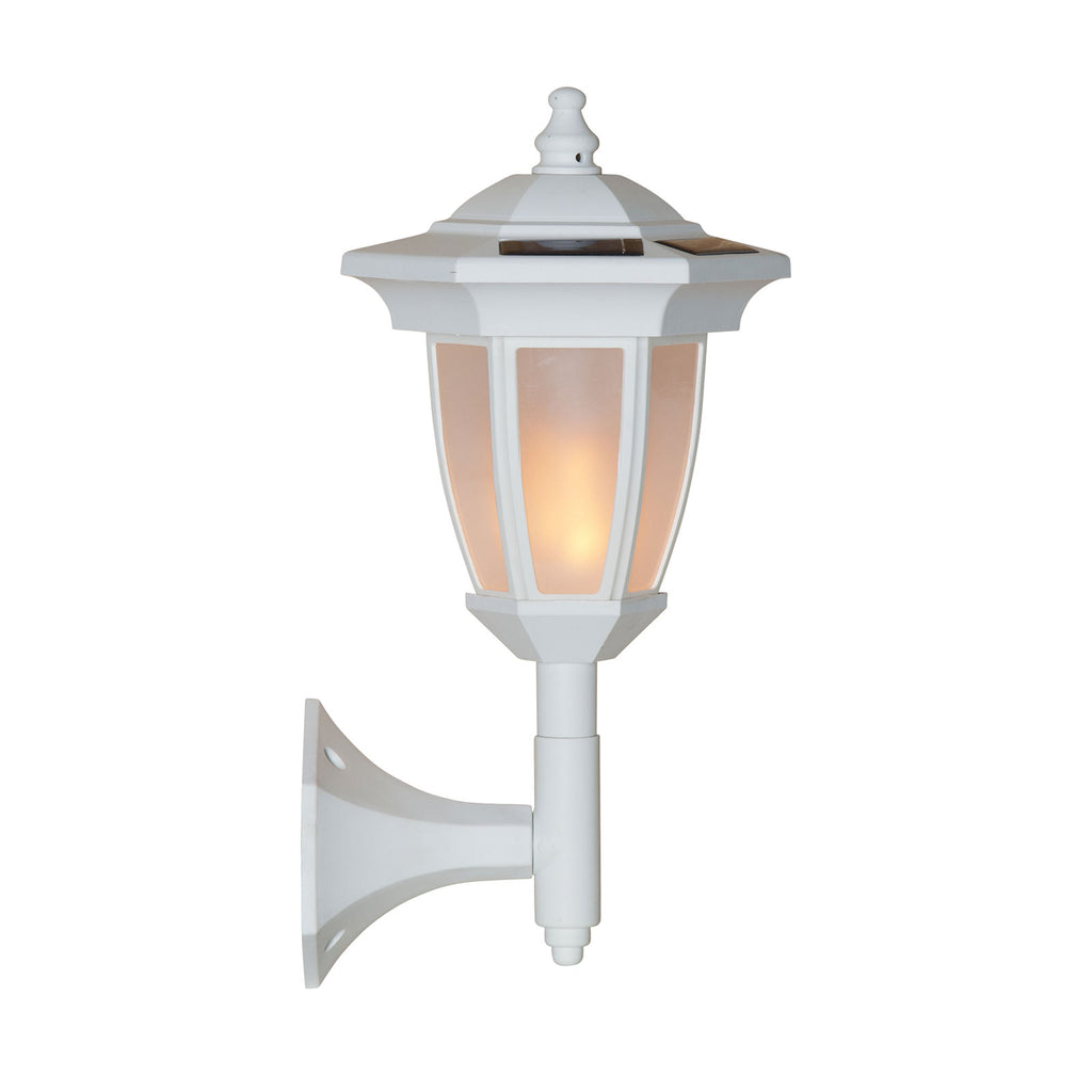 LED solcellelampe Flame 4-i-1 hvit plast IP44 som poller