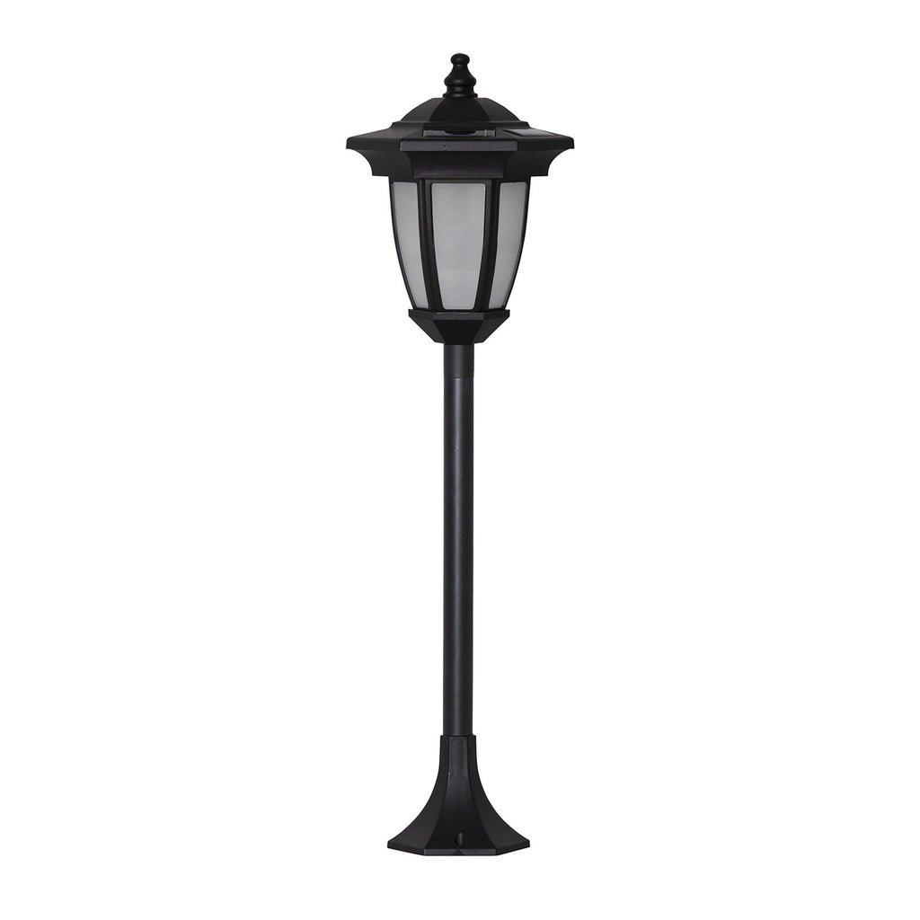 LED solcellelampe Flame 4-i-1 svart plast IP44 med sokkel