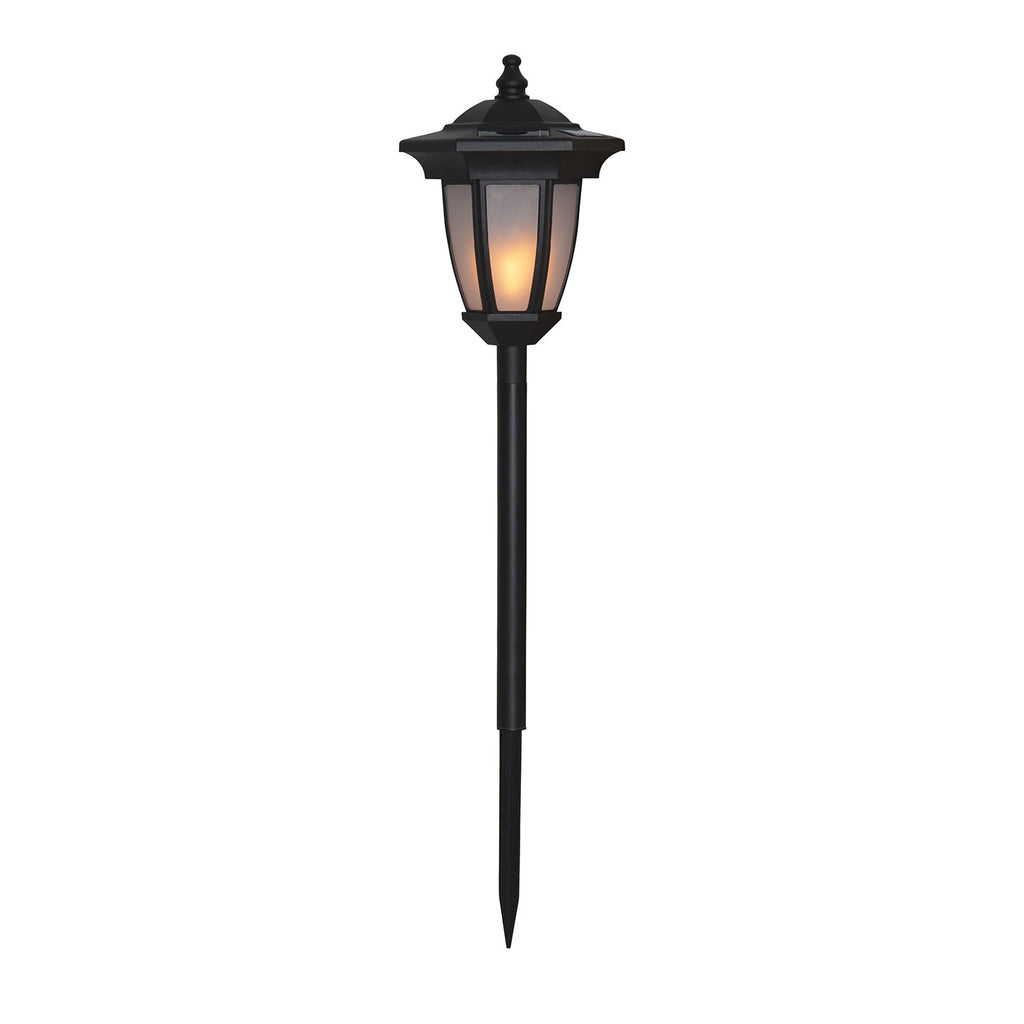 LED solcellelampe Flame 4-i-1 svart plast IP44 som puller