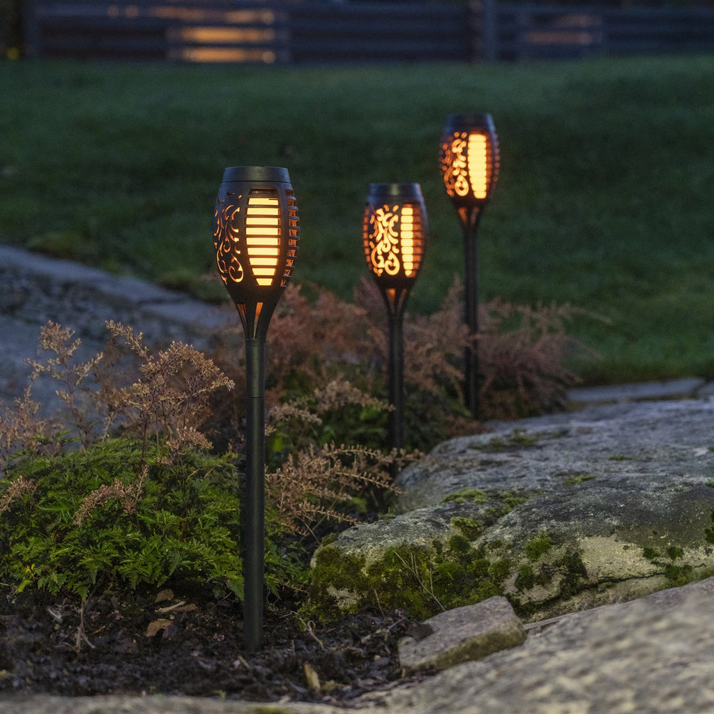 Detalj av LED solcellelampe Flame Mini flammeeffekt 3-pk IP44