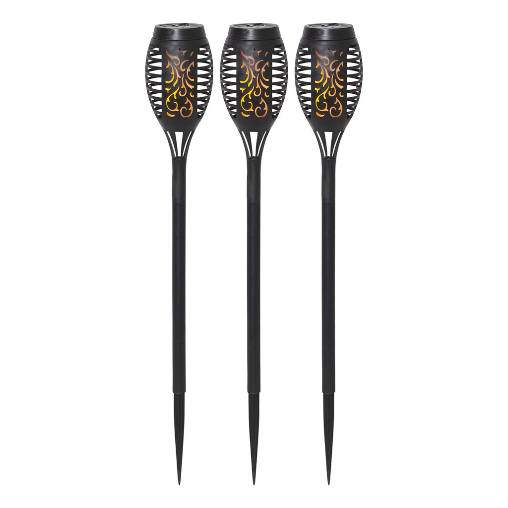 LED solcellelampe Flame Mini flammeeffekt 3-pk IP44 med jordspyd