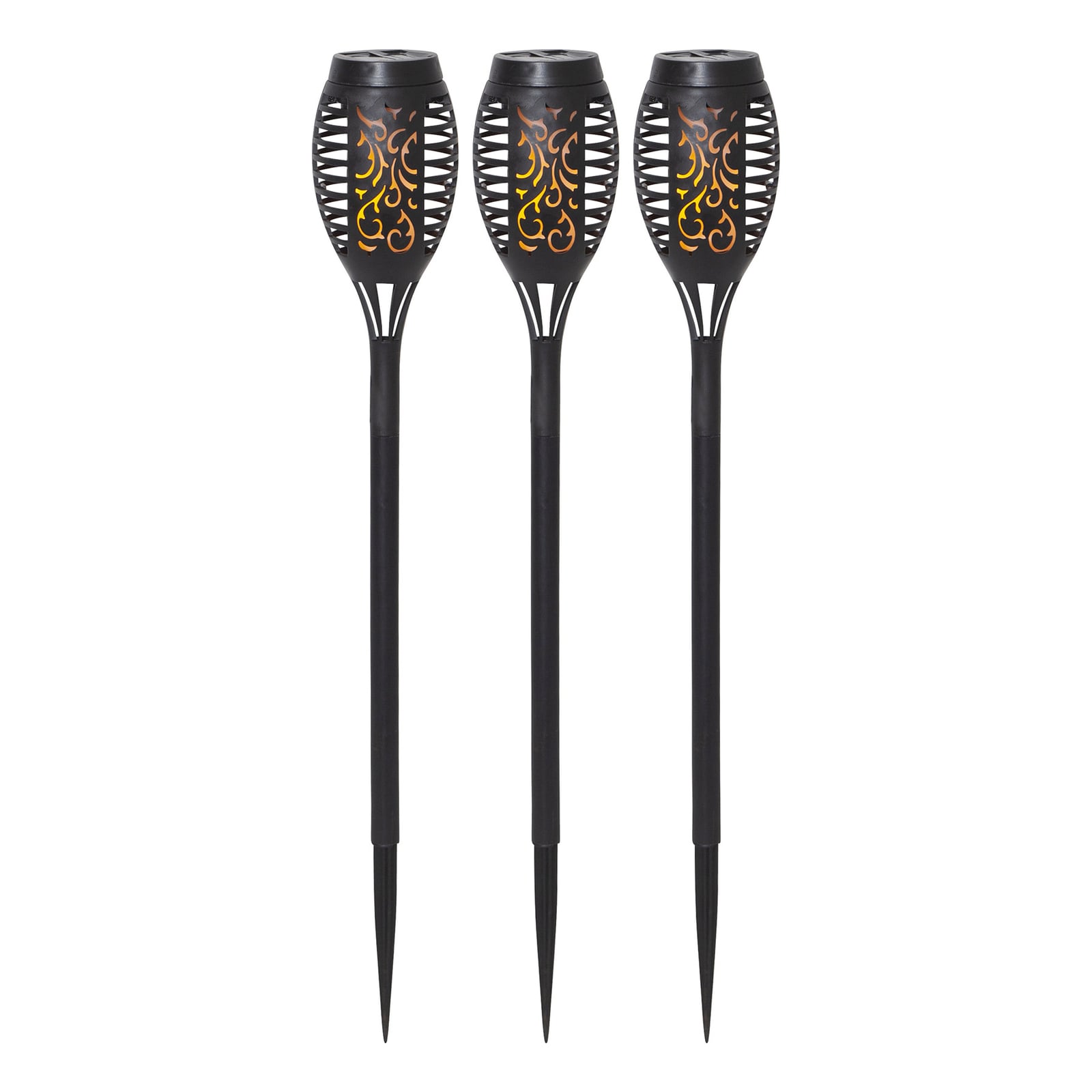 LED solcellelampe Flame Mini flammeeffekt 3-pk IP44 med jordspyd