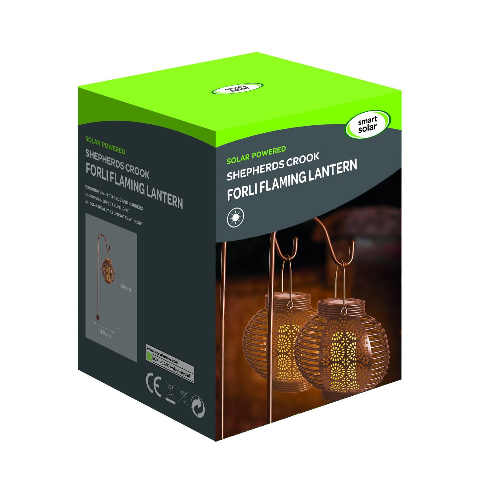 LED solcellelampe Forli med flammeeffekt 2-er sett bakside