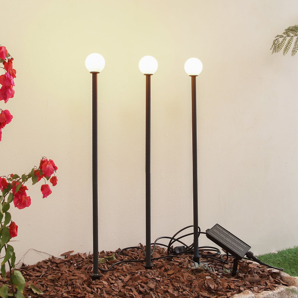 LED solcellelampe Freydis 3-er sett svart IP65 forfra