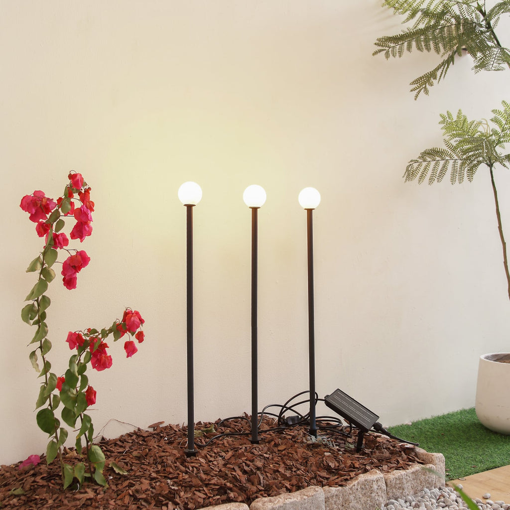 LED solcellelampe Freydis 3-er sett svart IP65 bakside