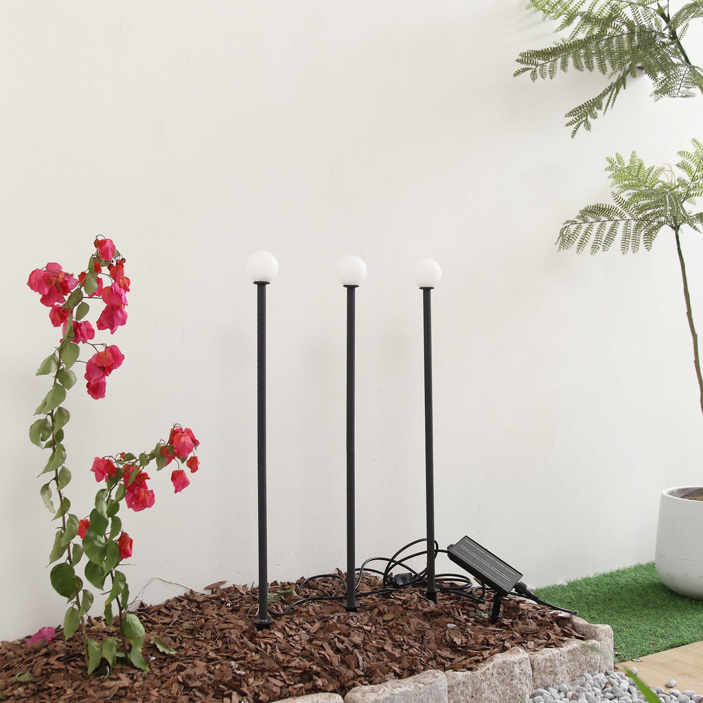 LED solcellelampe Freydis 3-er sett svart IP65 detalj av lampe
