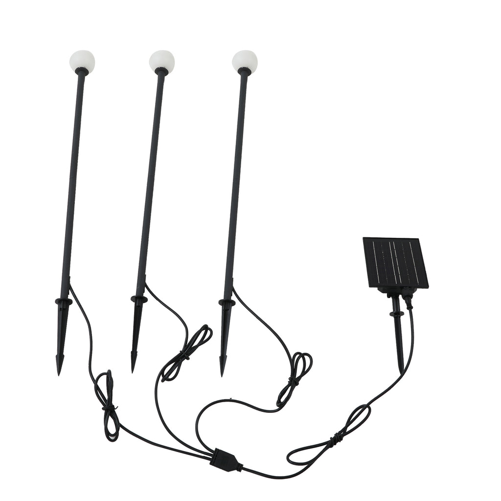 LED solcellelampe Freydis 3-er sett svart IP65 montert i hage