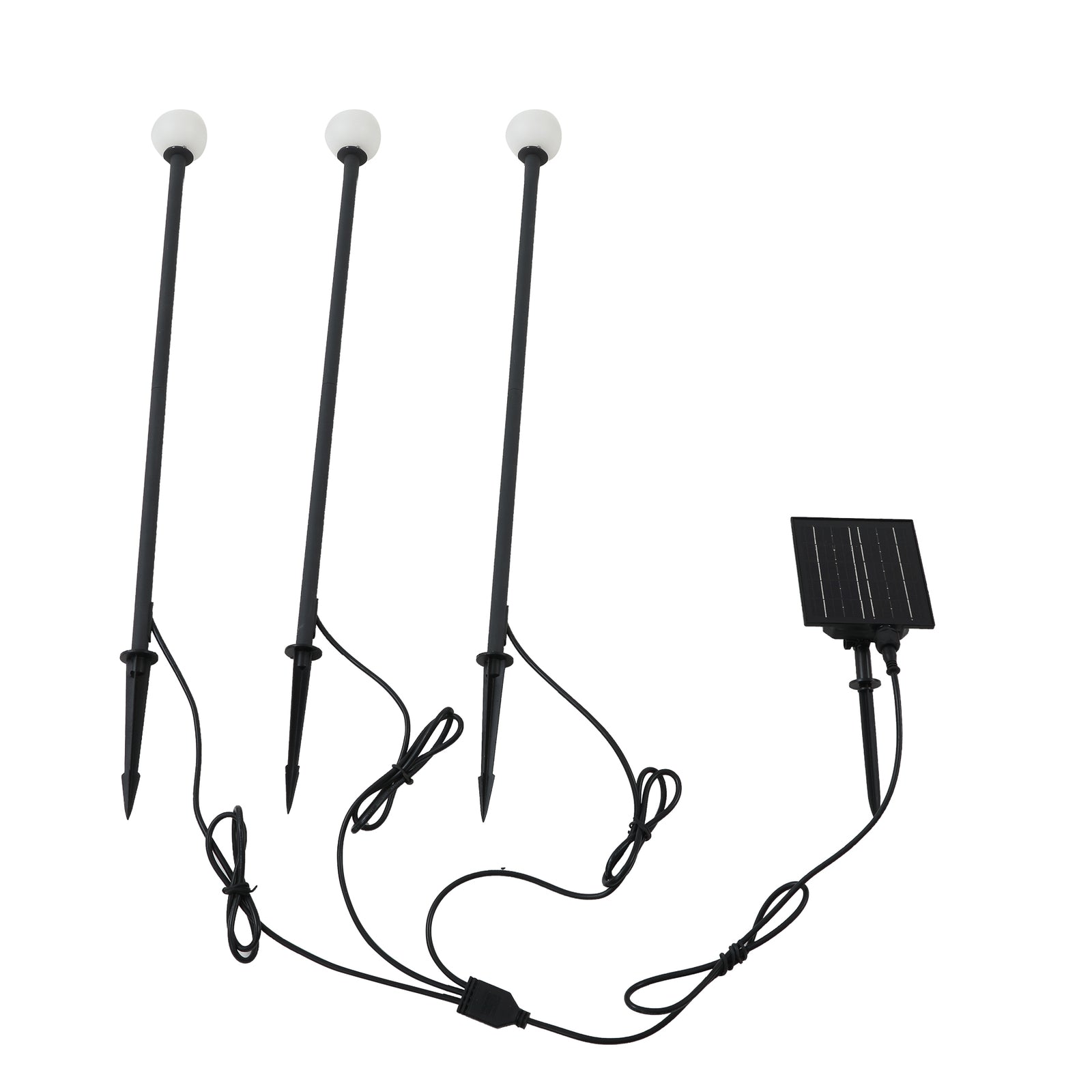 LED solcellelampe Freydis 3-er sett svart IP65 montert i hage