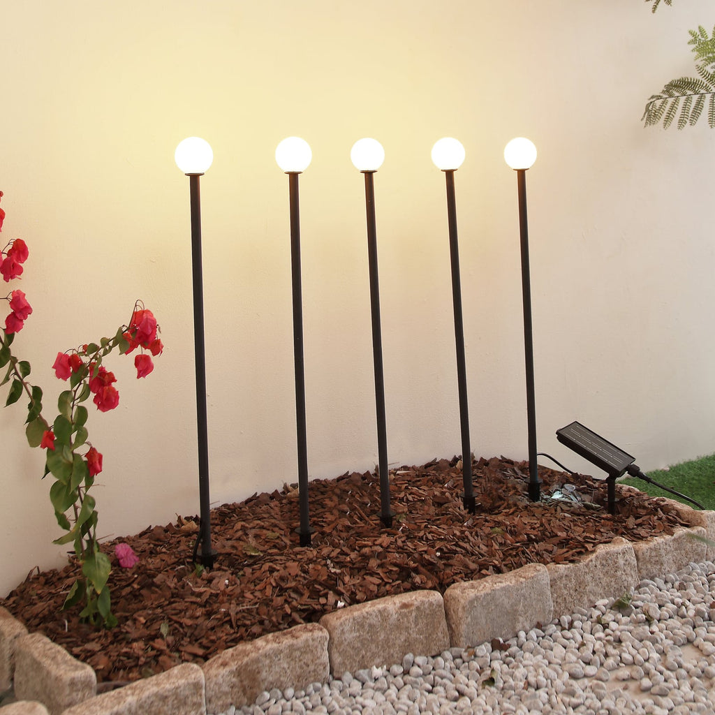 LED solcellelampe Freydis 5-er sett svart IP65 forfra