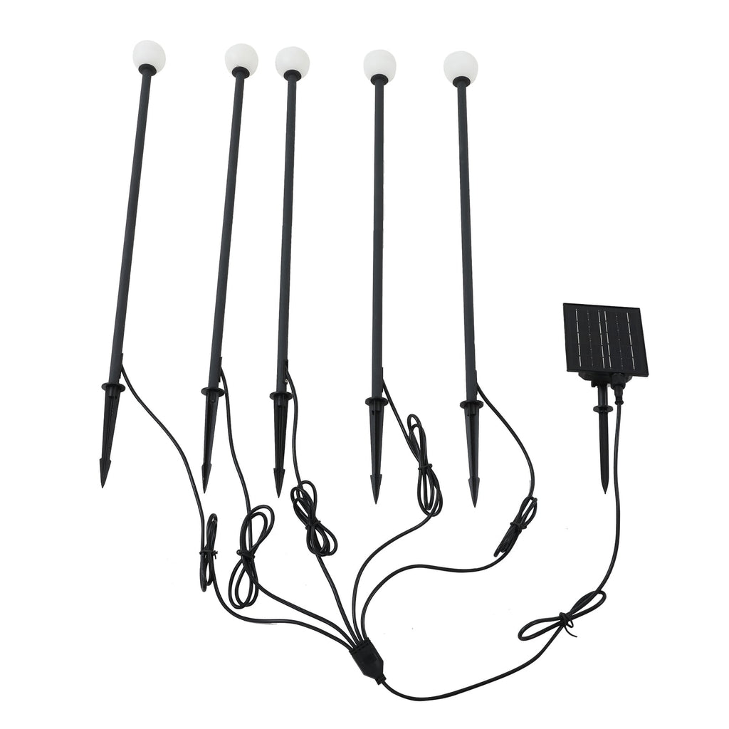 Detalj av LED solcellelampe Freydis 5-er sett svart IP65