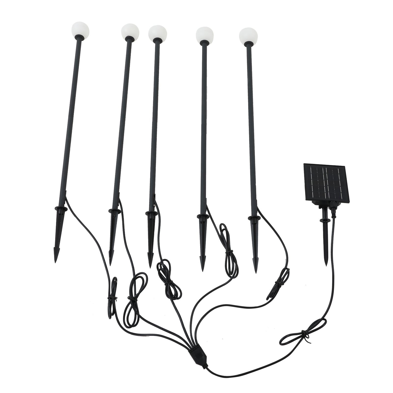 Detalj av LED solcellelampe Freydis 5-er sett svart IP65