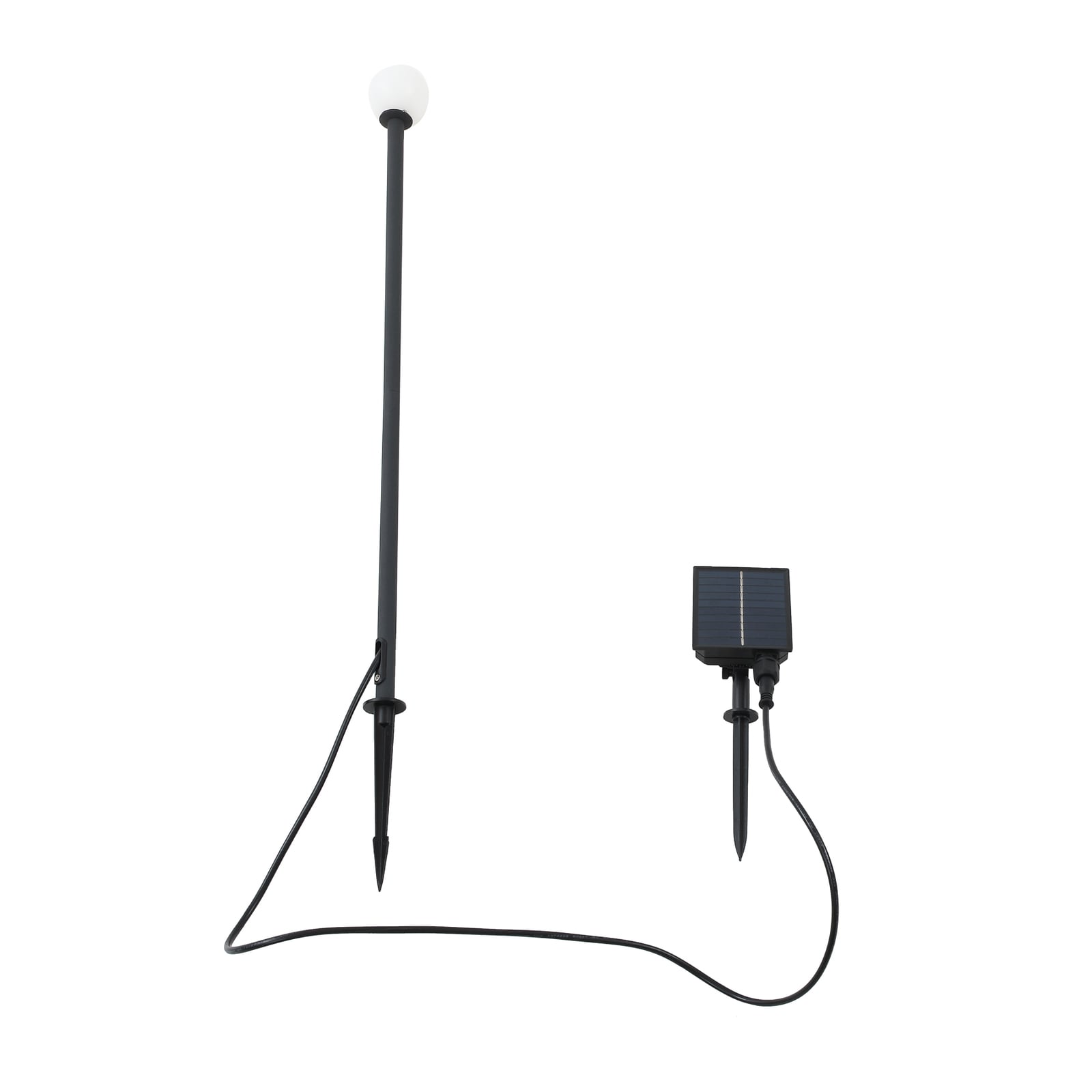 LED solcellelampe Freydis svart aluminium montert i hage