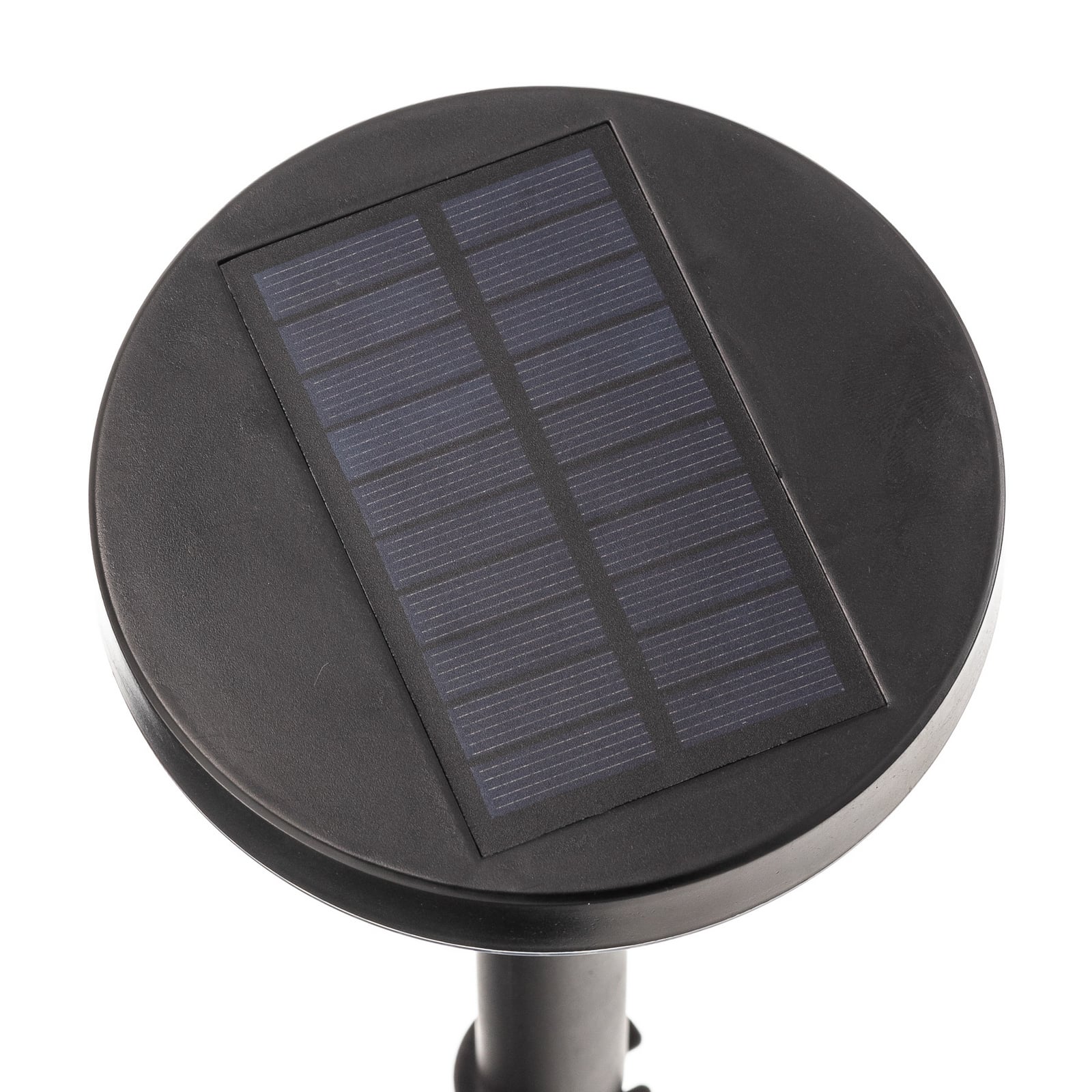 LED solcellelampe Glenios med spyd svart lys i mørket