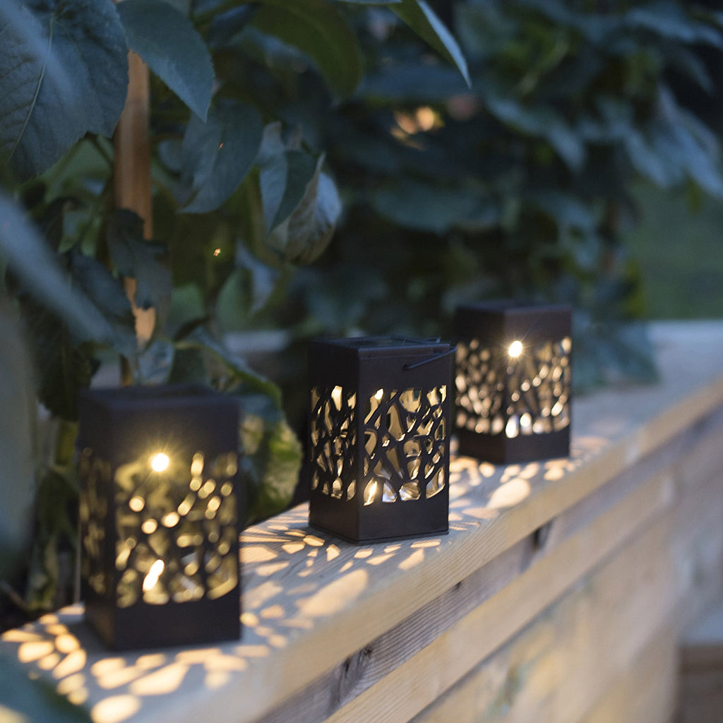 LED solcellelampe Izola Mini svart 3-pack med solcellepanel