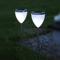 LED solcellelampe Jannik 2-er sett sølv/hvit forfra