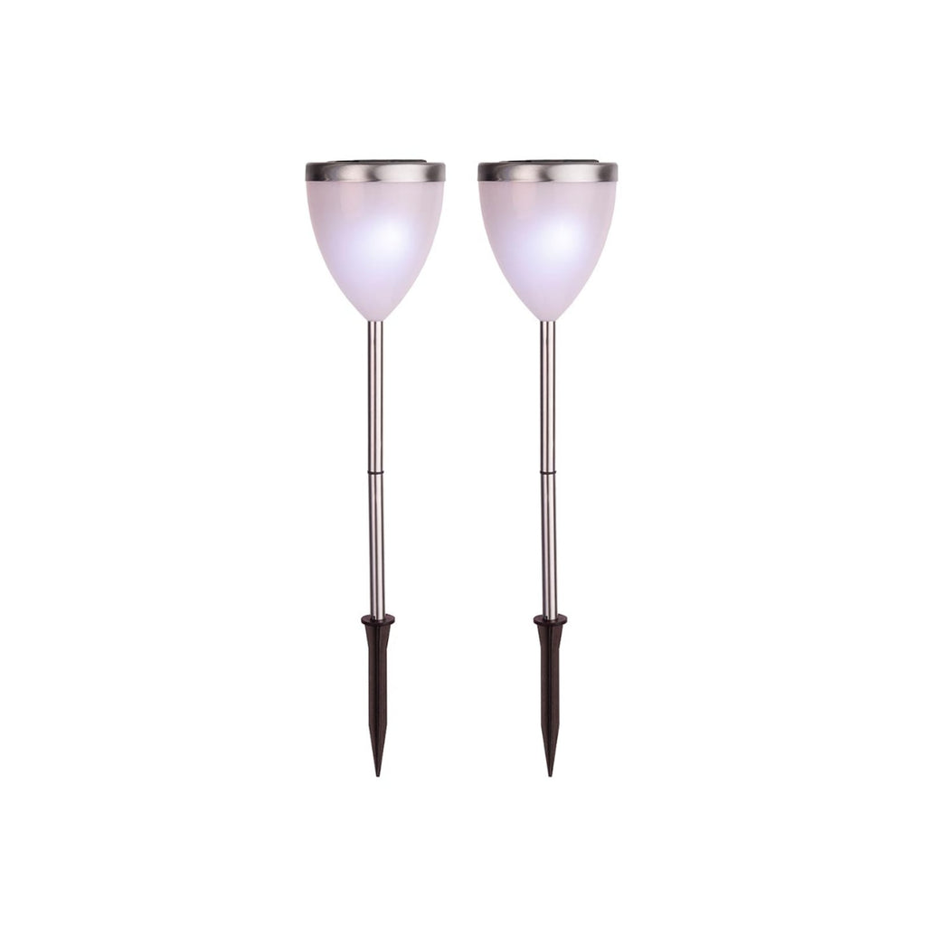LED solcellelampe Jannik 2-er sett sølv/hvit detalj og jordspyd