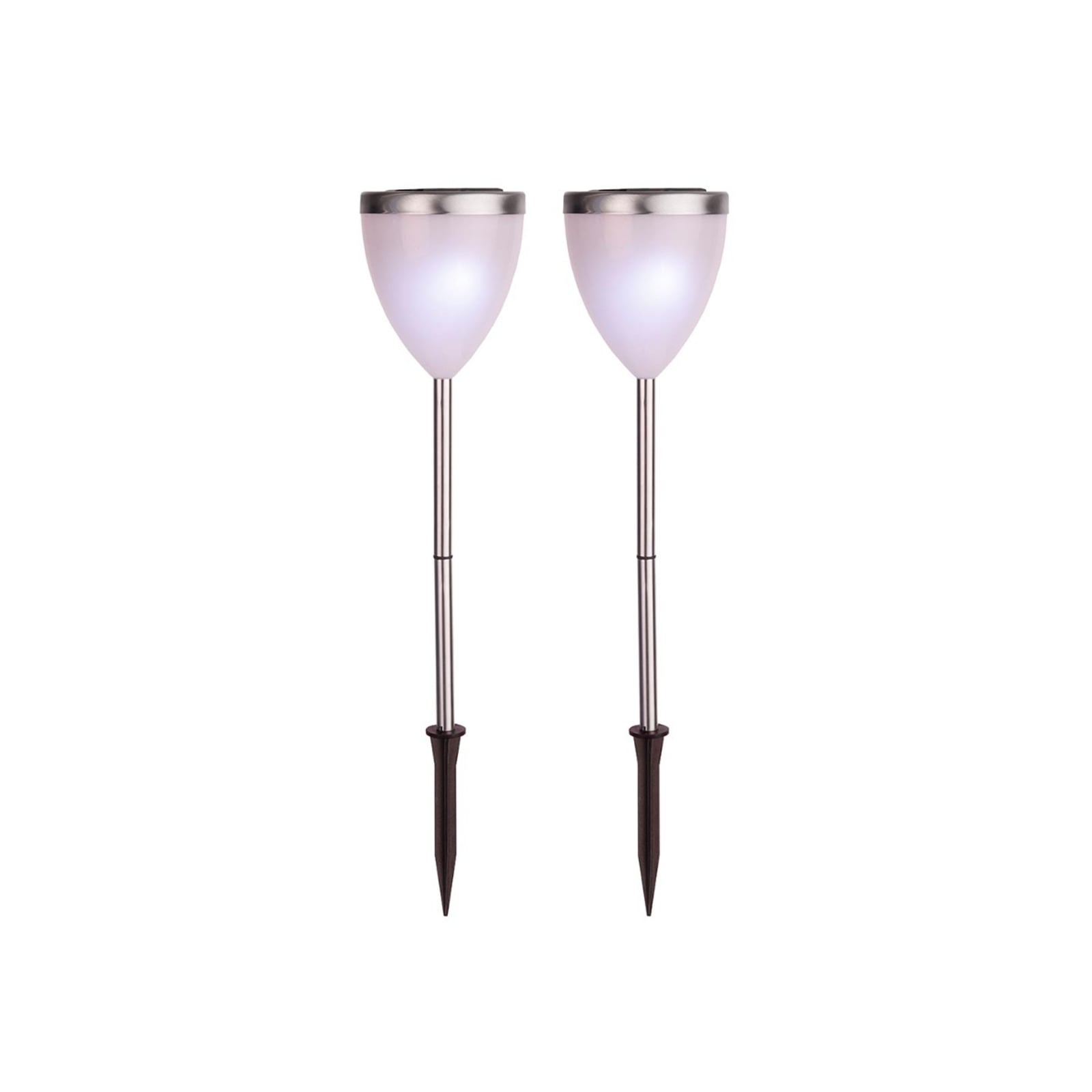 LED solcellelampe Jannik 2-er sett sølv/hvit detalj og jordspyd