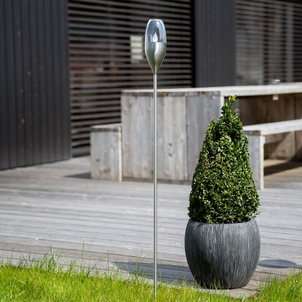 LED solcellelampe Jari rustfritt stål bakside