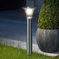 LED solcellelampe Jolin med spyd rustfritt stål 66 cm IP44 forfra