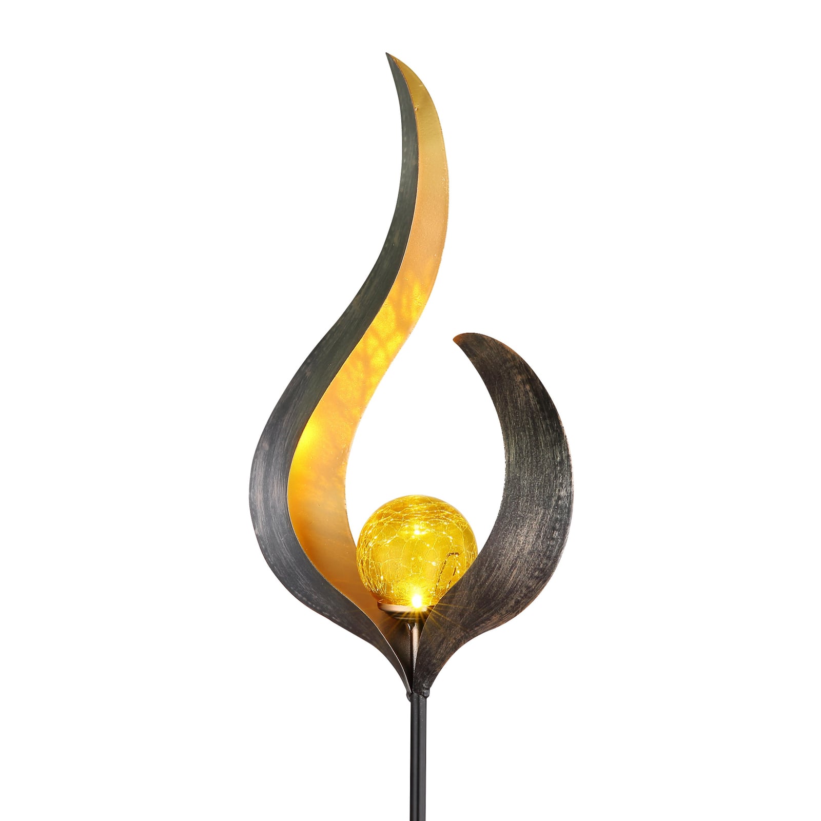 LED solcellelampe med jordspyd bronse metall/glass 90 cm med varmt hvitt lys
