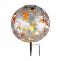 LED solcellelampe kule sølv Ø27 cm med spyd Globo forfra