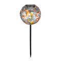 LED solcellelampe kule sølv metall med jordspyd IP44 - Globo forfra
