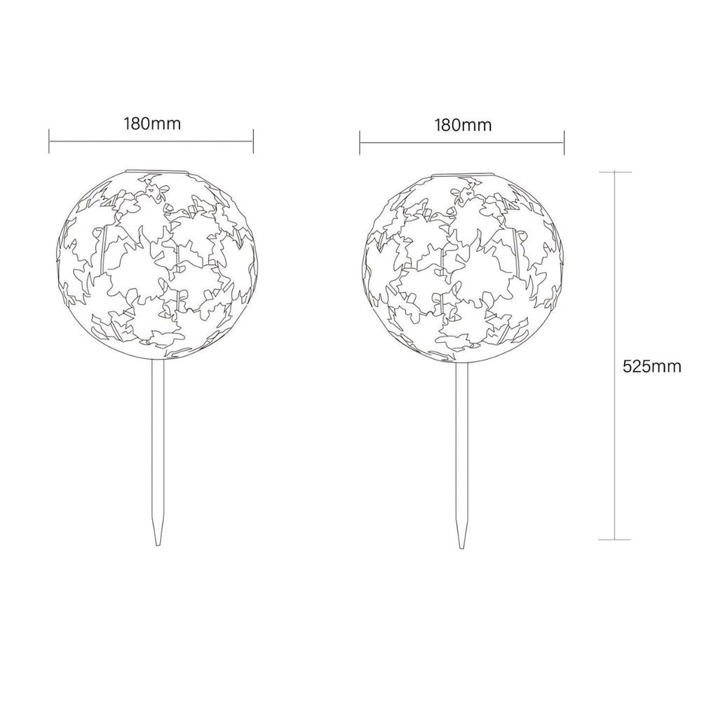 LED solcellelampe kule sølv metall med jordspyd IP44 - Globo bakside