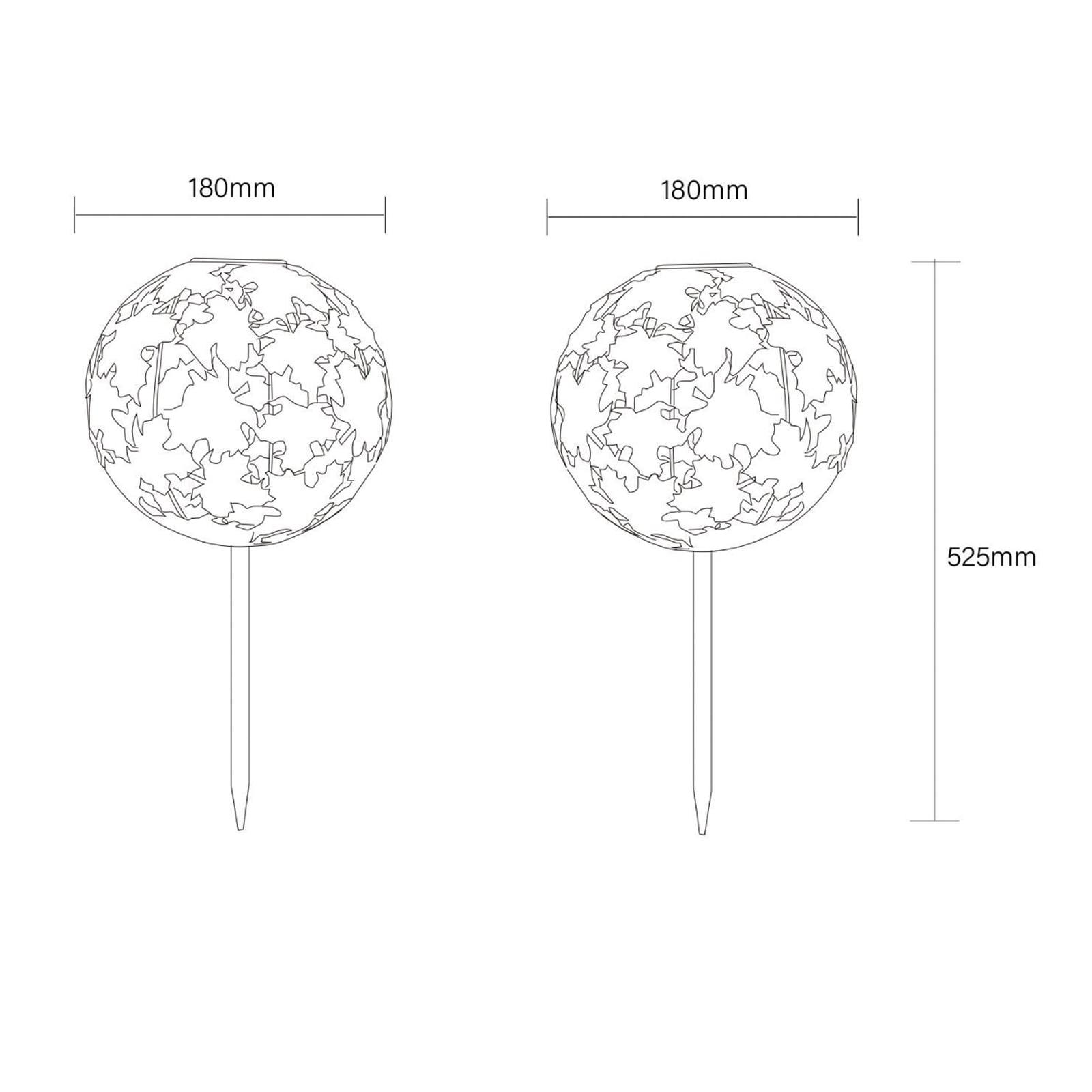 LED solcellelampe kule sølv metall med jordspyd IP44 - Globo bakside