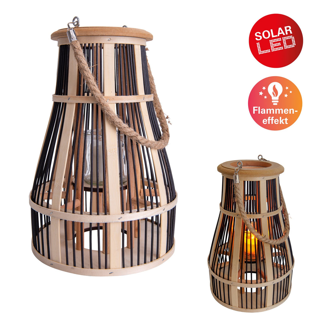 LED solcellelampe kurv bambus/glass svart Ø23 cm Näve med solcellepanel