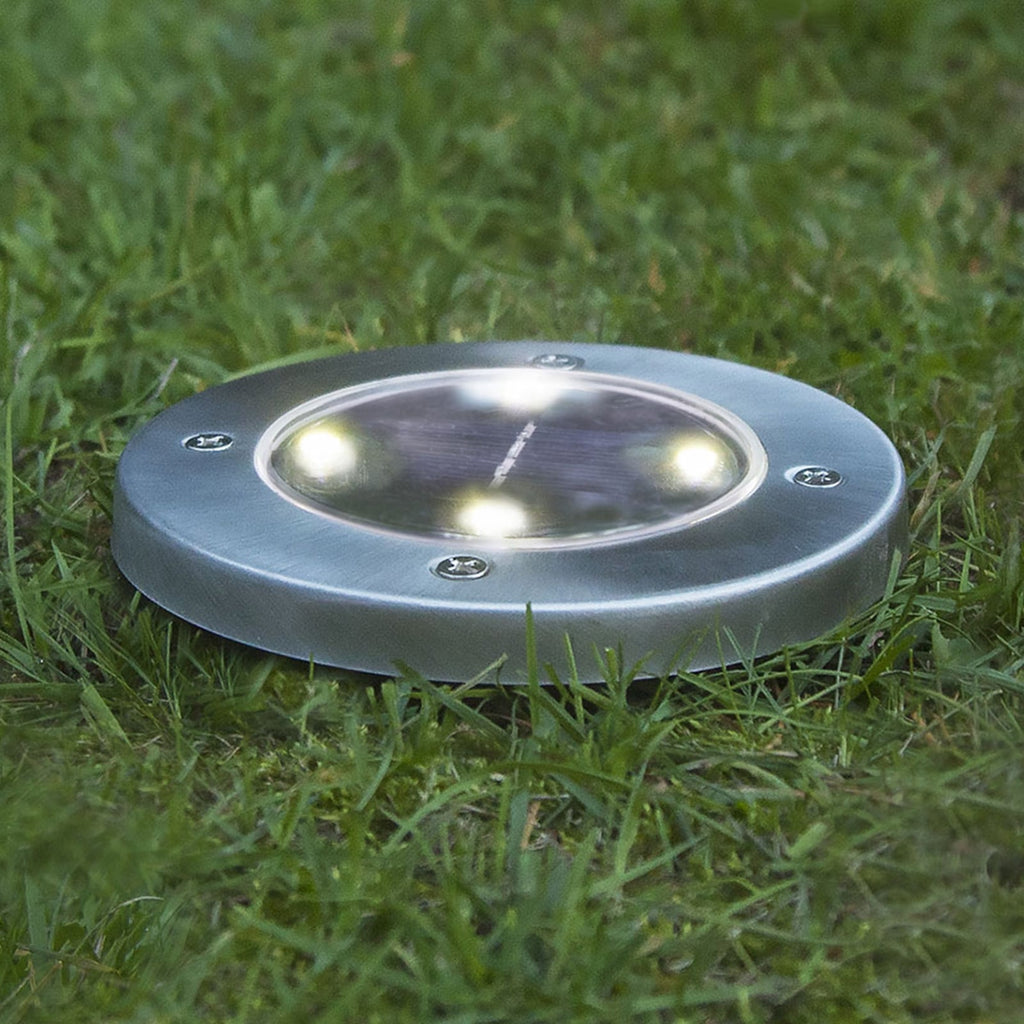 LED solcellelampe Lawnlight rustfritt stål IP44 3-pk forfra