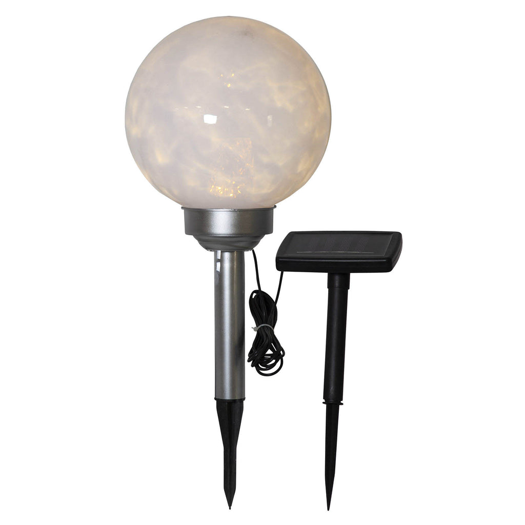 Montert LED solcellelampe Lunay kuleformet med jordspyd IP44 i hage