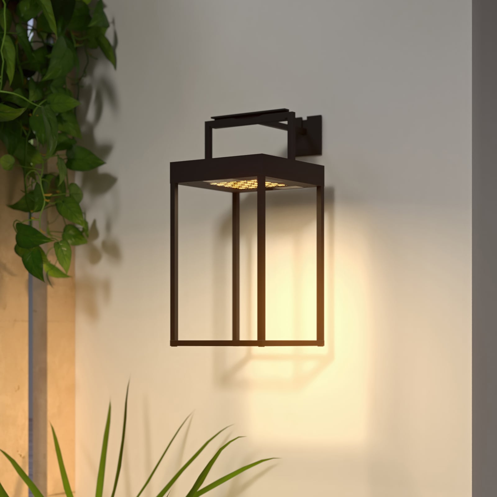 LED solcellelampe Lynzy svart aluminium 38 cm montert på vegg