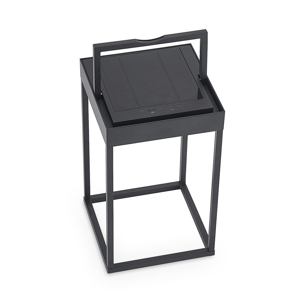 LED solcellelampe Lynzy svart aluminium 38 cm nærbilde av solcellepanel