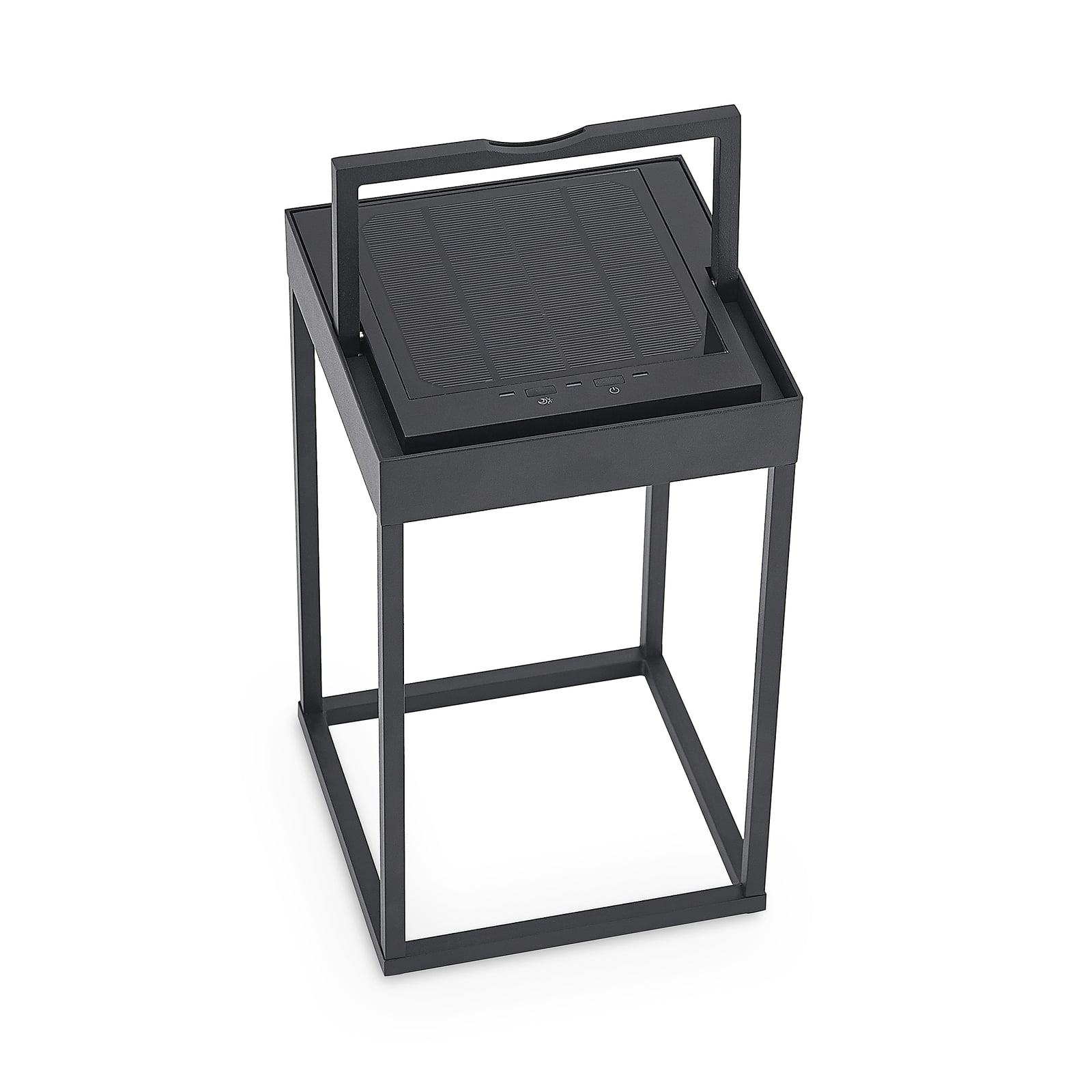 LED solcellelampe Lynzy svart aluminium 38 cm nærbilde av solcellepanel