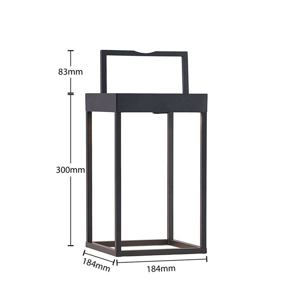 LED solcellelampe Lynzy svart aluminium 38 cm USB-ladeport