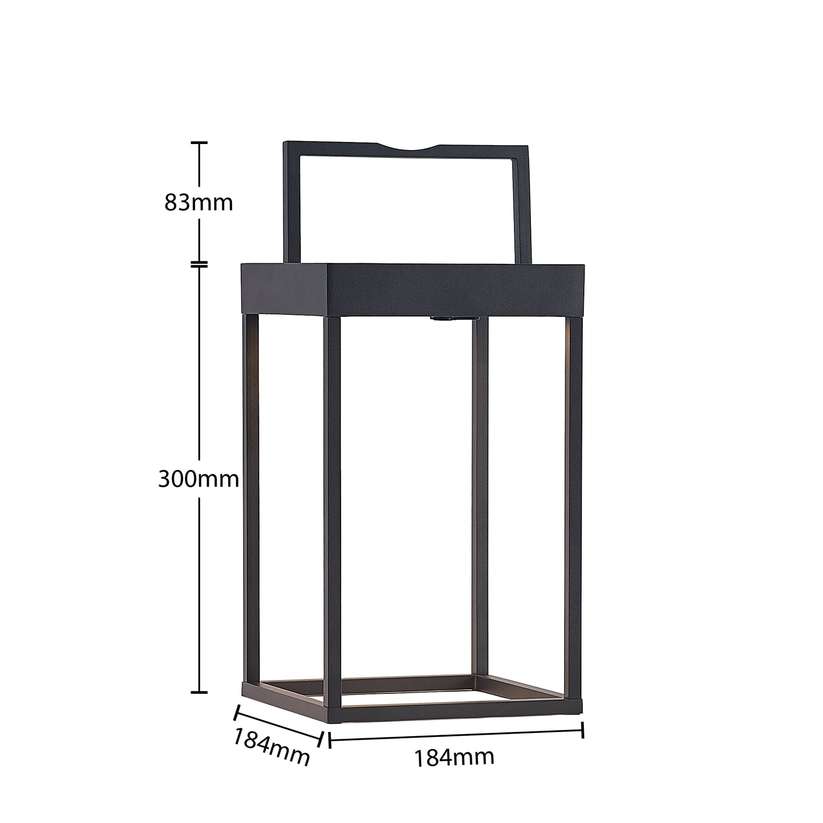 LED solcellelampe Lynzy svart aluminium 38 cm USB-ladeport