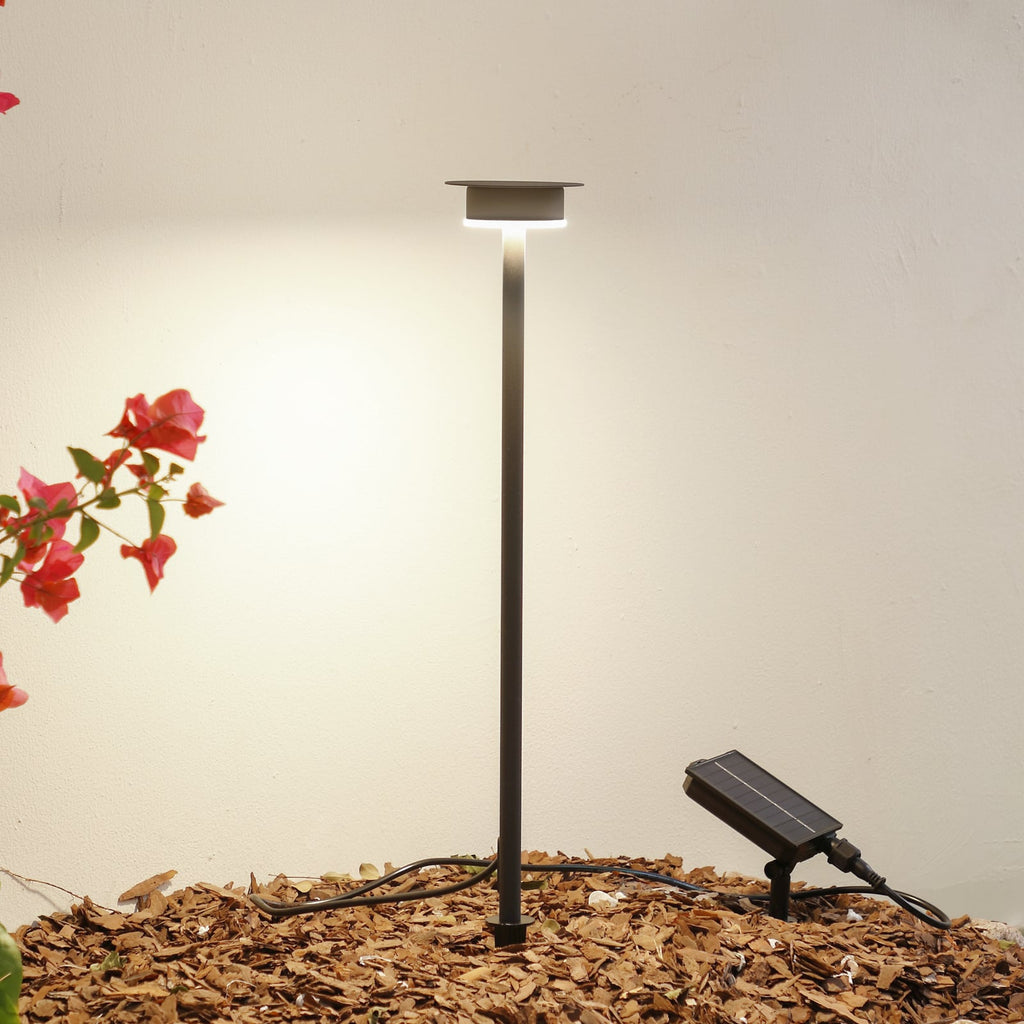 LED solcellelampe Lyris aluminium svart Ø10 cm forfra