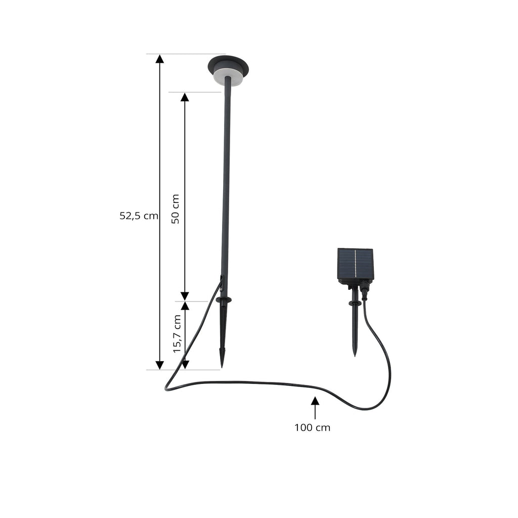 LED solcellelampe Lyris aluminium svart Ø10 cm nærbilde