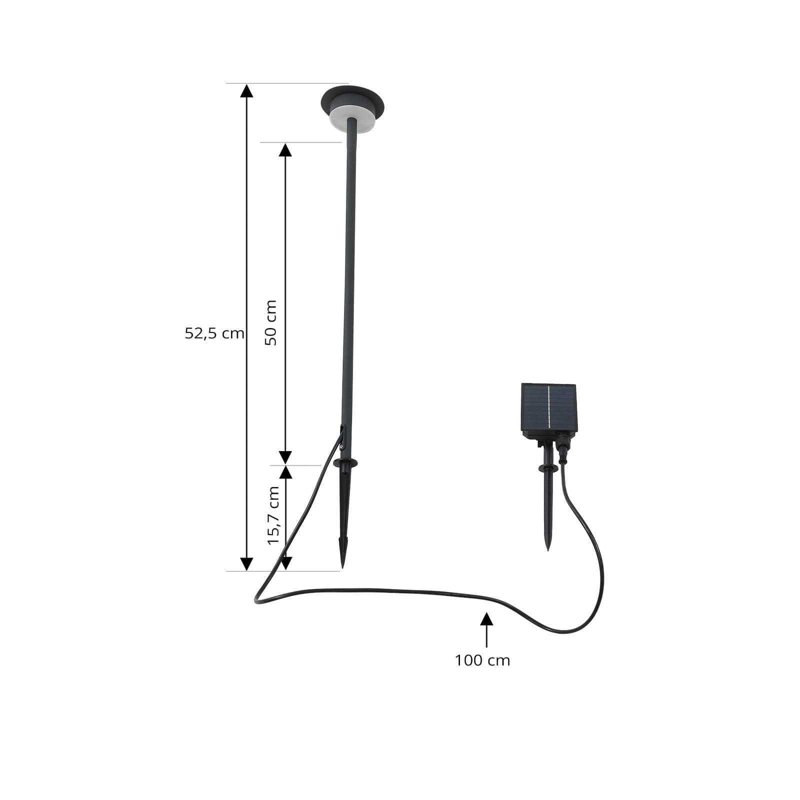 LED solcellelampe Lyris aluminium svart Ø10 cm nærbilde