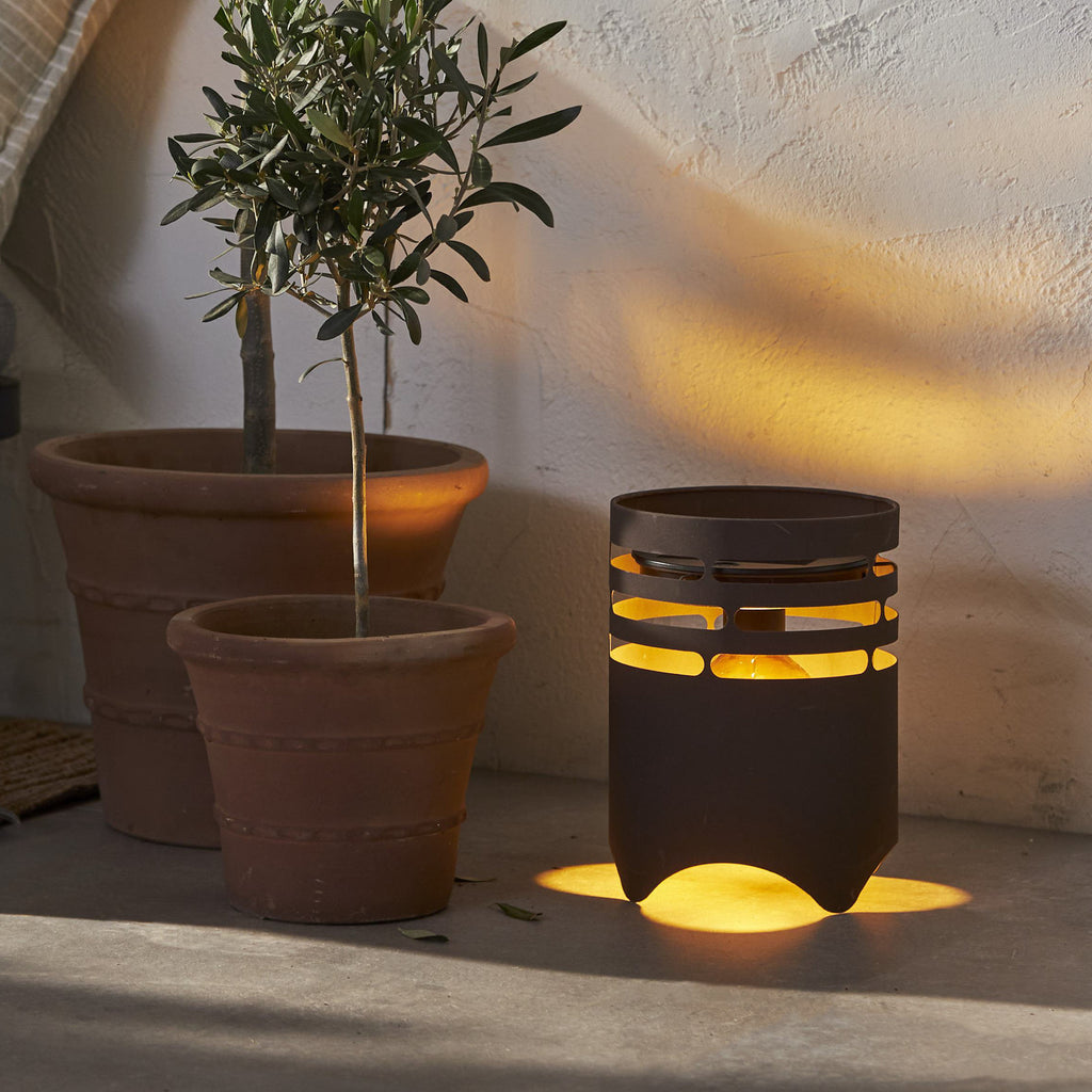 LED solcellelampe Marron brun metall H25 cm bakside