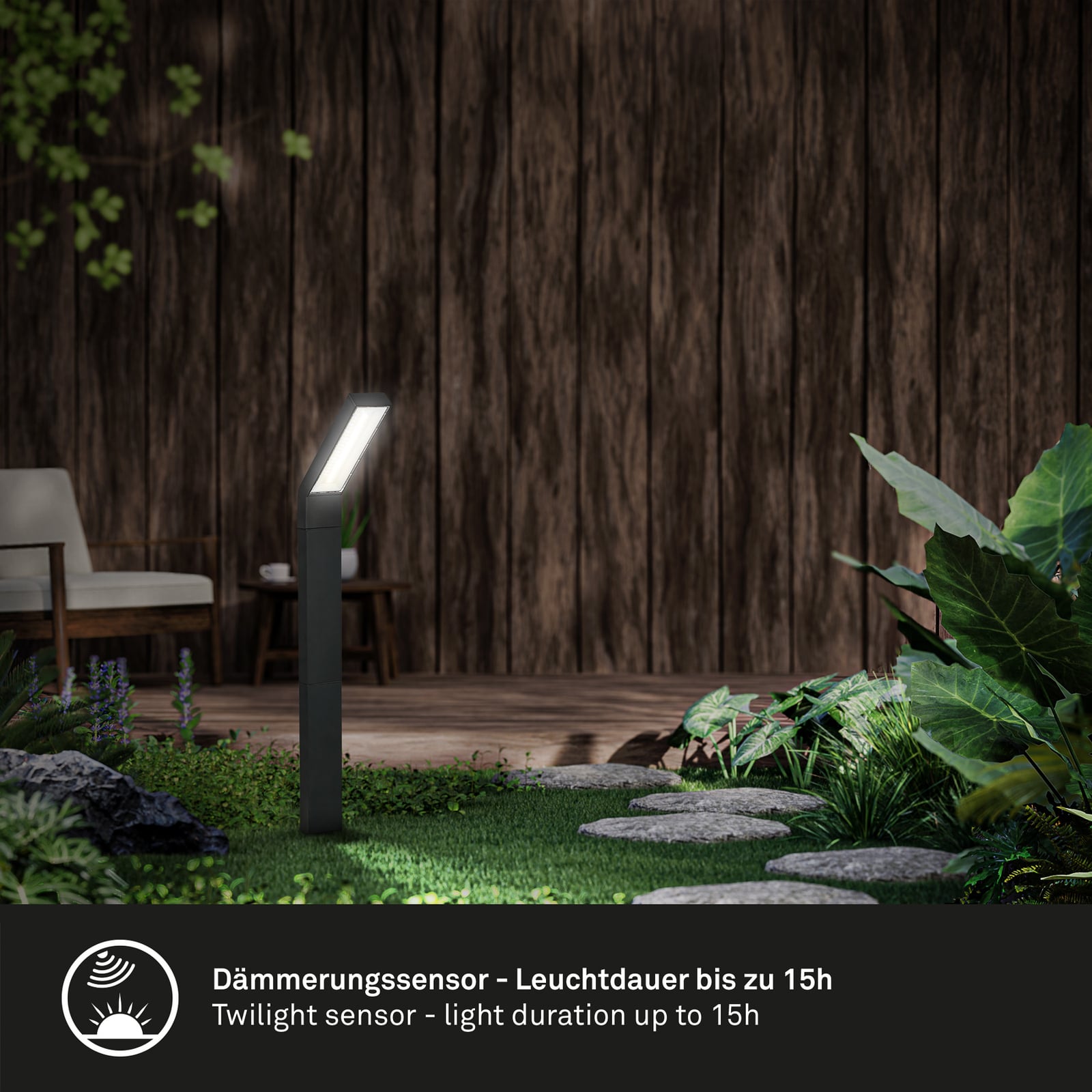 LED solcellelampe med jordspyd svart CCT IP44 - Briloner i mørket