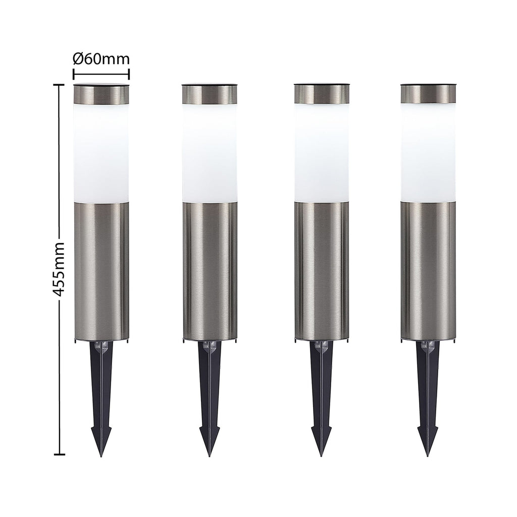LED solcellelampe med spyd 4-pk rustfritt stål 31 cm IP44 - Lindby montert i hage
