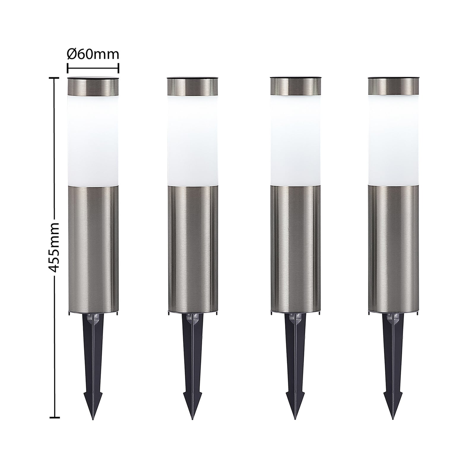 LED solcellelampe med spyd 4-pk rustfritt stål 31 cm IP44 - Lindby montert i hage